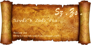 Szvák Zsófia névjegykártya